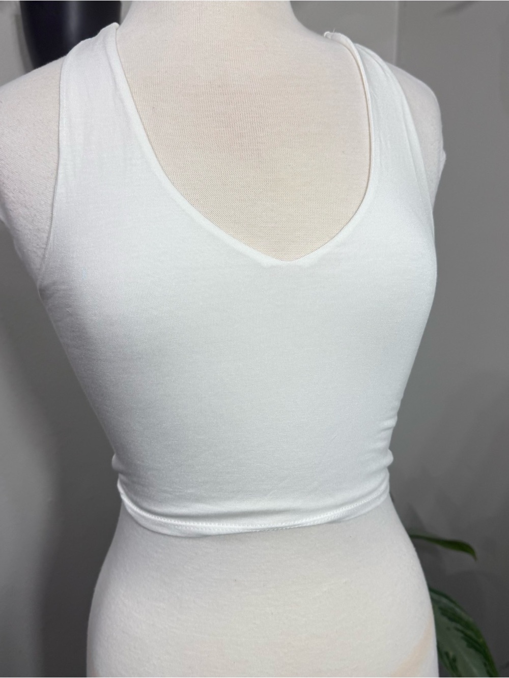 Lulus NWT White V Neck Racerback Crop Tank Top Size Small